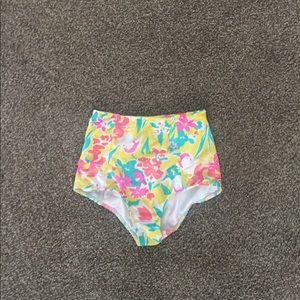 High waisted floral swim bottoms